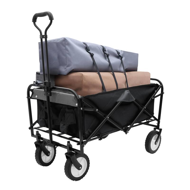 360lb Capacity Heavy-Duty Collapsible Wagon - with Storage Straps & 3-Piece Liner Bag Set