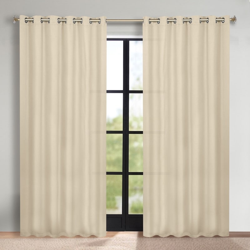 Superior Solid Machine Washable Room Darkening Grommet Blackout Curtains, Set of 2