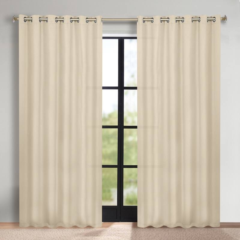 Superior Solid Machine Washable Room Darkening Grommet Blackout Curtains, Set of 2