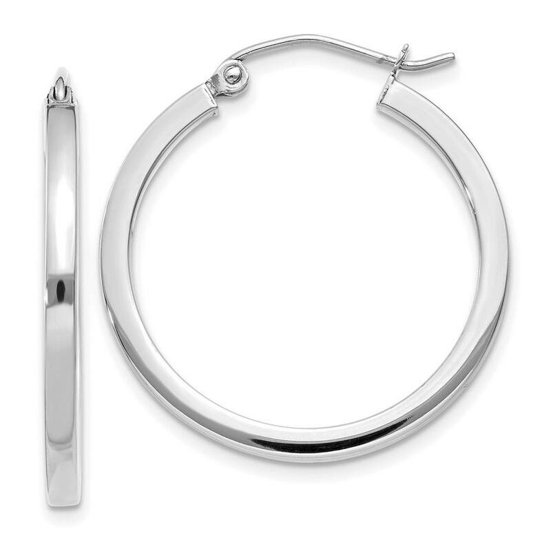 Curata 14k White Gold Square Tube Hoop Earrings - 25x25mm