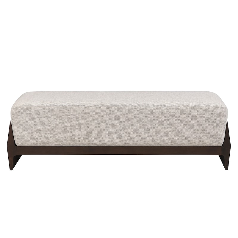 Christopher Knight Home - Julie Modern Rubber Wood Upholstered Bench with Thick Soft Cushion.
