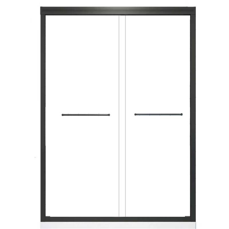 Half Frameless Double Sliding Glass Shower Door, 1/4 inch Tempered Glass