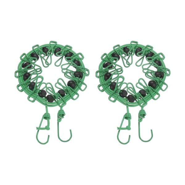 1.85M/6.07ft Windproof Elastic Portable Clothesline with Clips, Green 2