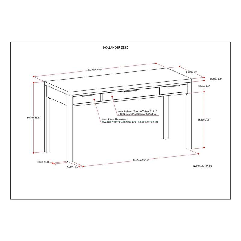 WYNDENHALL Fabian SOLID WOOD Contemporary 60 inch Wide Desk On Sale