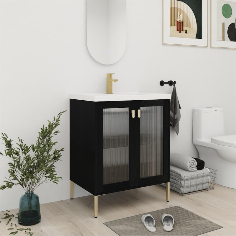 Bathroom Vanity With Sink In 28/32 Inch, Floating/Freestanding Bathroom Vanity With Soft Close Door