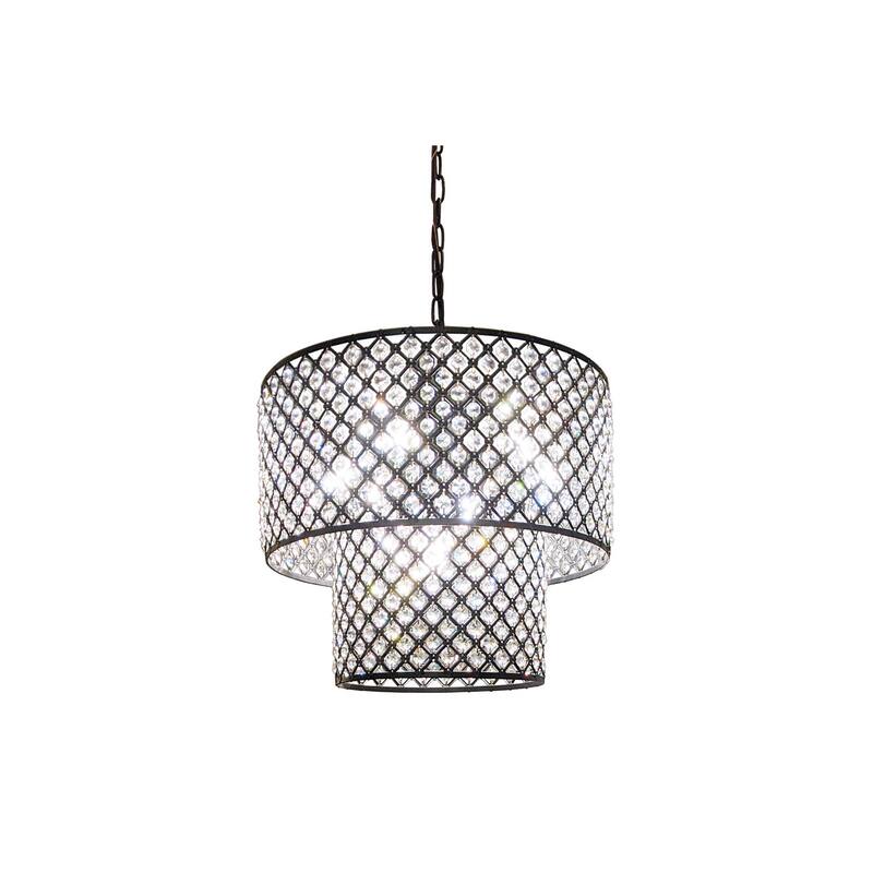Modern 8-Light Pendant Chandelier - Black Finish Luxury Lighting Fixture - 15