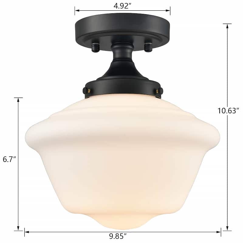 Kavala Schoolhouse Ceiling Light Fixture with Milk Glass Shade