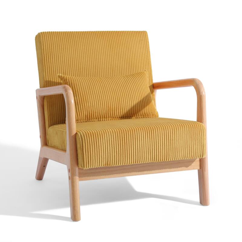 2 Set Upholstered Lounge Arm Chair with Pillow - Set of 2