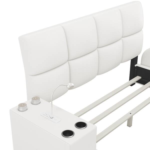 Queen Bed with Nightstand (2 Cup Holders, 2 Speakers, Charging