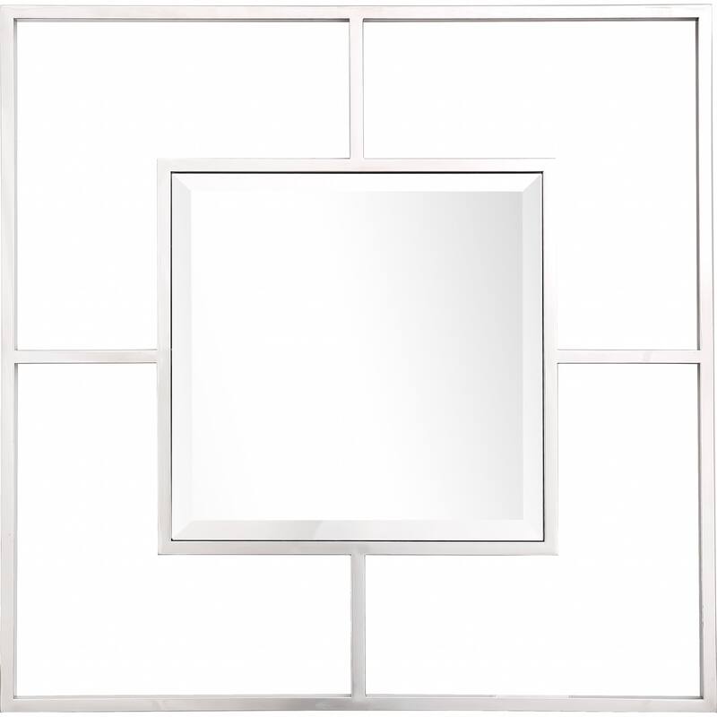 HomeRoots 32" Painted Square Accent Mirror Wall Mounted With Metal Frame - 34