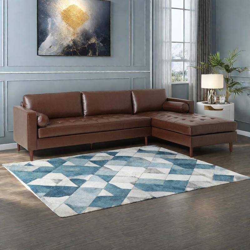 70.75" PU L-Shaped Sectional Sofa with Chaise and Tufted Design, 4-Seater