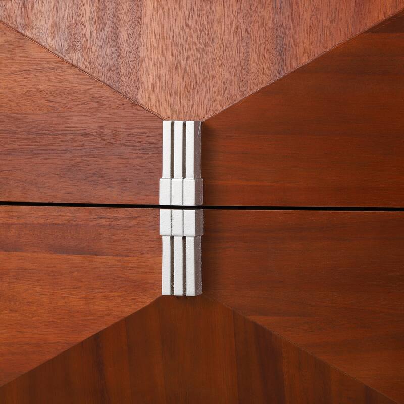 Mid-Century Modern 2-Drawer Diamond Wood End Table with Storage - Dark Brown