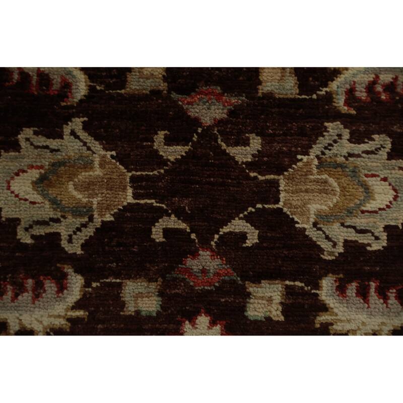 Hand Knotted Oriental 100% Wool Carpet Traditional Floral Brown Peshawar Runner Rug - 18' 0'' X 2' 10''