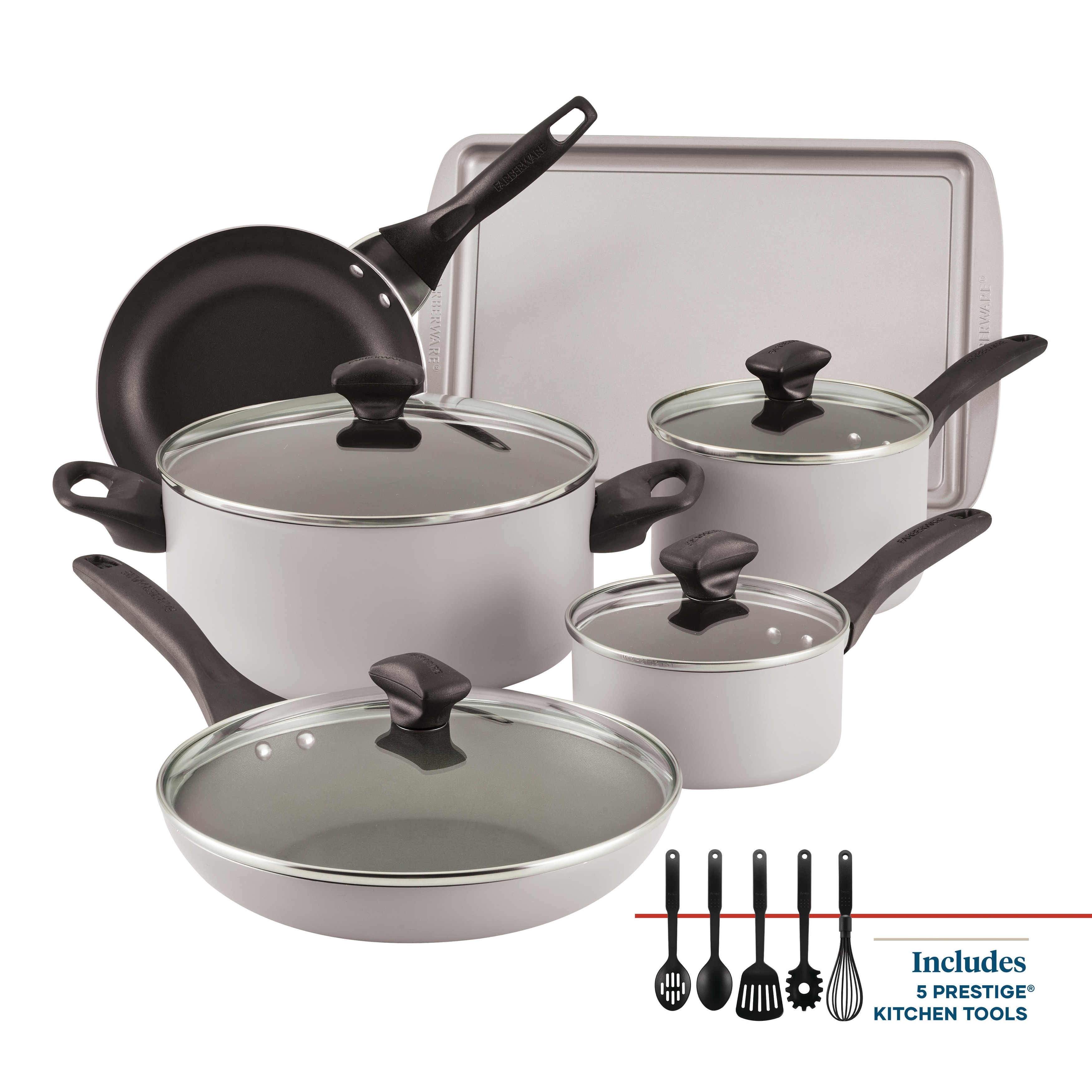 Induction Kitchen Cookware Sets Nonstick - Granite Hammered Pan Set 15  Piece, Dishwasher Safe Cooking Pots and Pans Set