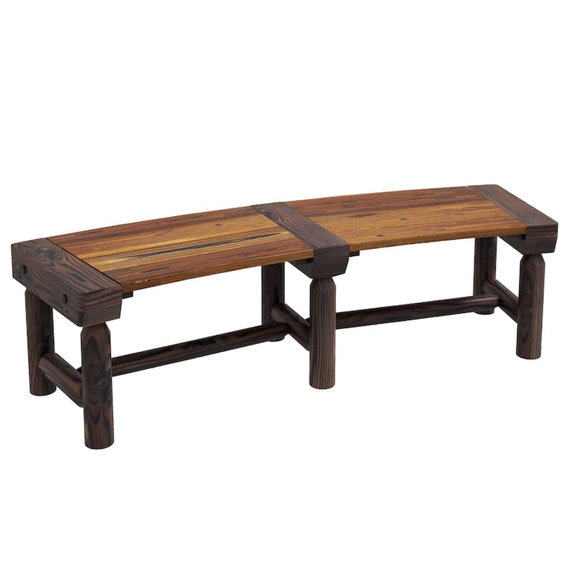 Outsunny Wooden Garden Bench, Semicircular Round Outdoor Tree Bench