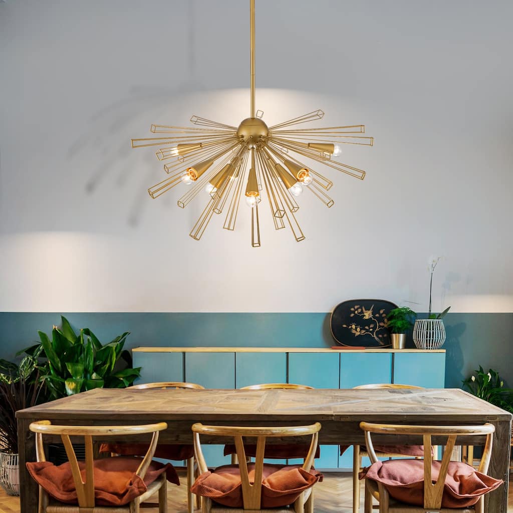 OYIPRO 10-Light 34" W Contemporary Geometric Dandelion Sputnik Sphere Chandelier