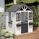 preview thumbnail 15 of 22, Kids Wooden Adventure Cottage Playhouse, Outdoor Playhouse with Functional Door, Windows, Service Station and Flower Pot Holders
