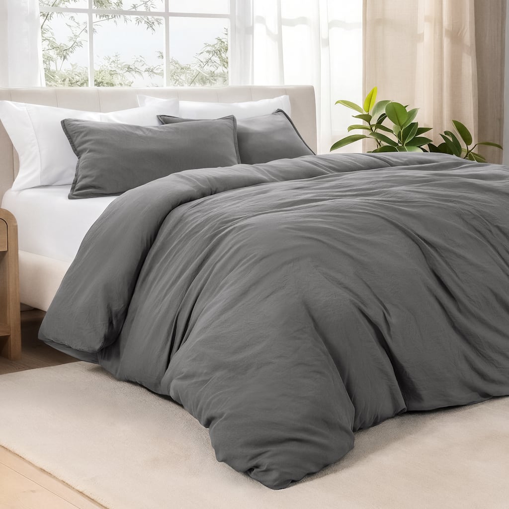 Bare Home Premium Washed Duvet Cover and Sham Set