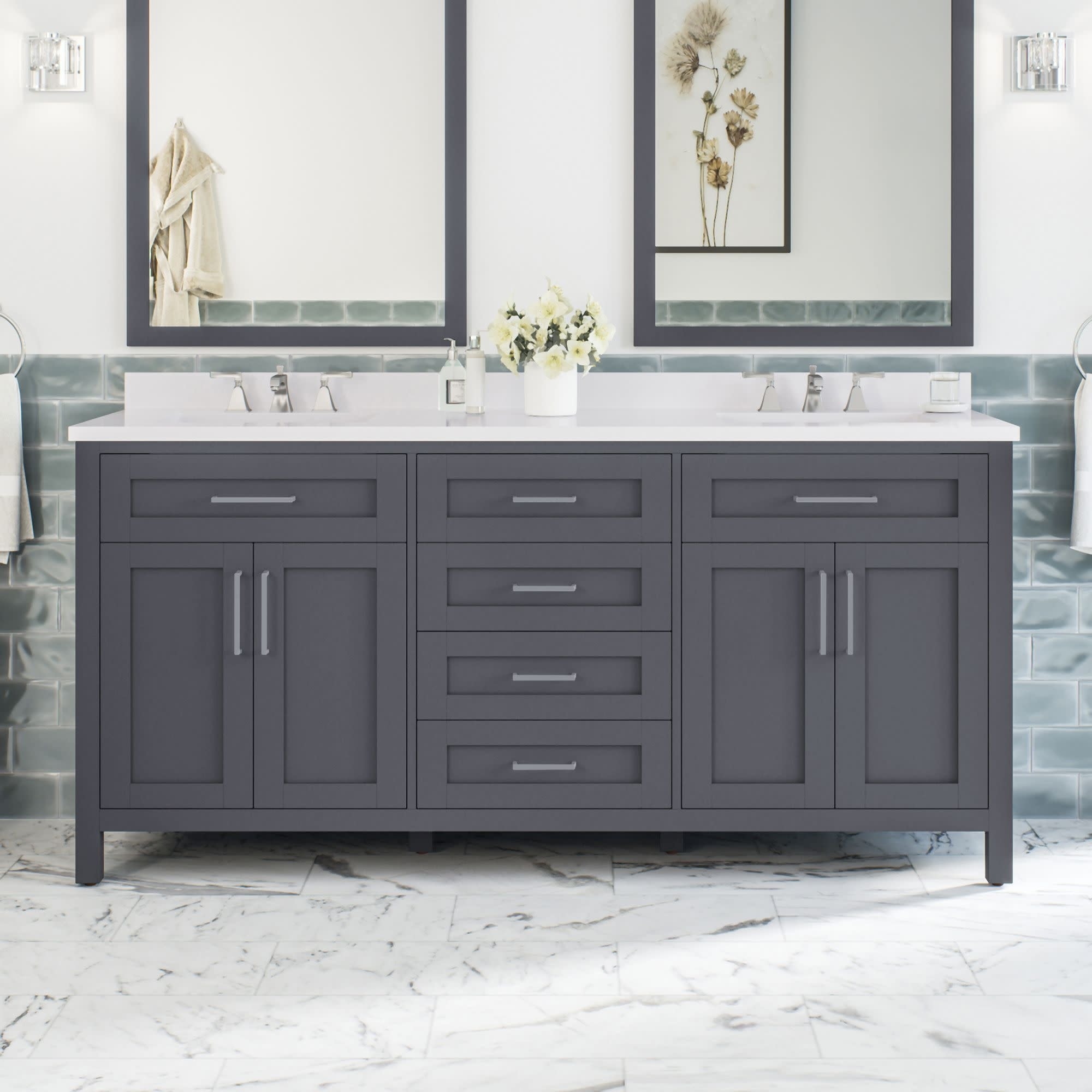 Miseno MV-TAHB72-15VKC Tahoe 72" Free Standing Double Basin Vanity Set