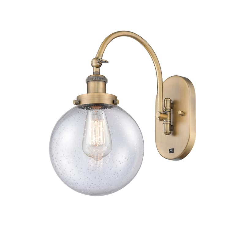 Innovations Lighting 918-1W-15-8 Beacon Sconce Beacon 15" Tall Wall - Brushed Brass / Seedy