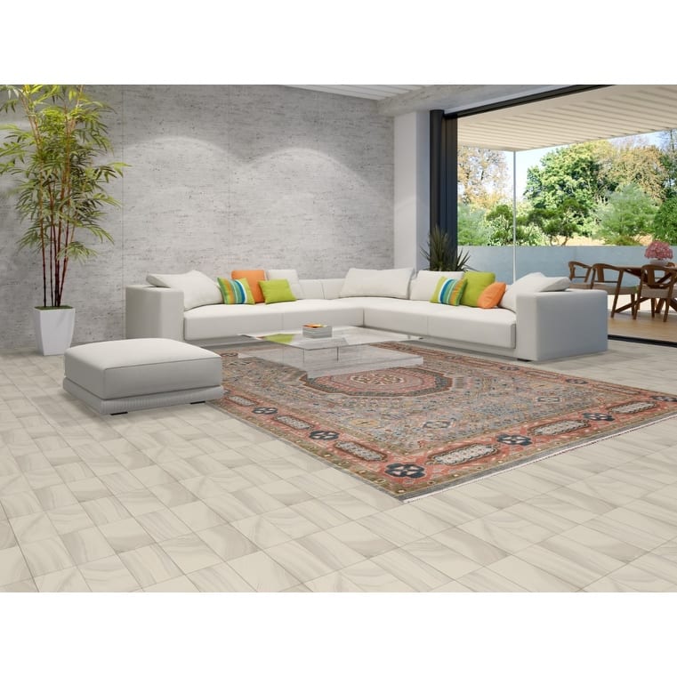 Gray Geometric Khotan Oriental Area Rug Hand-Knotted Wool Carpet - 8'9" x 12'3"