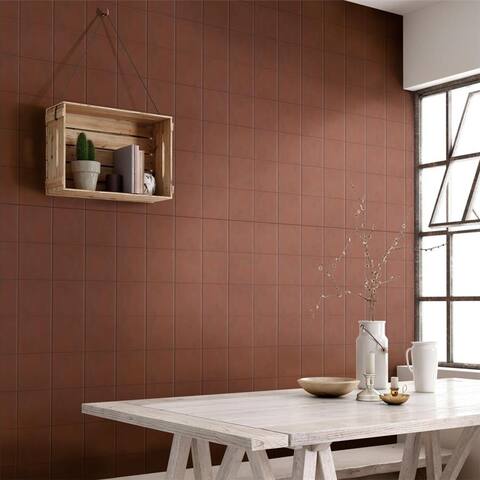 Merola Tile Klinker Flame Red 5.86" x 5.86" Ceramic Bullnose Floor and Wall Quarry Tile - (1 Tile)