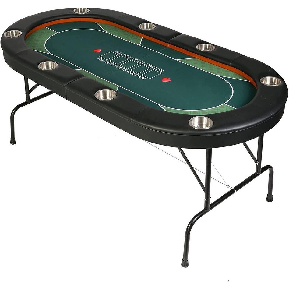 Texas Hold'em Poker Table Canditree 8-Player Folding Poker Table Casino Leisure Table with Cup Holders 