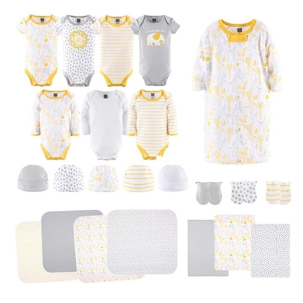 slide 1 of 1, The Peanutshell Sunshine Floral 23-Piece Baby Layette Girl Clothing Gift Set, 0-3 Months - Yellow