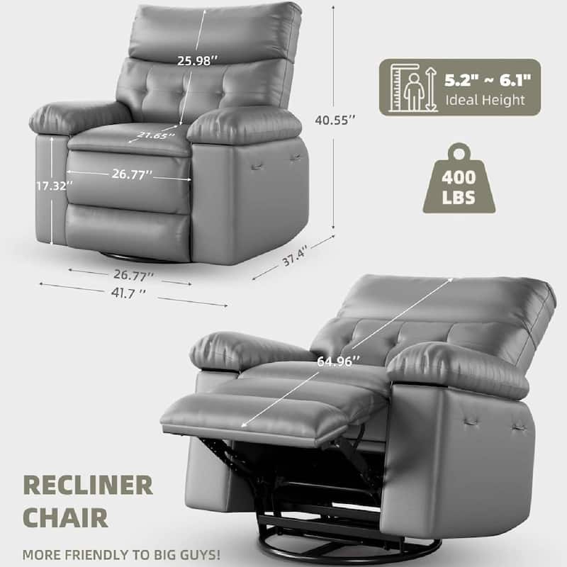 Oversized Rocker Swivel Recliner Chair, Lazy Sofa Chair for Living Room, Outdoor