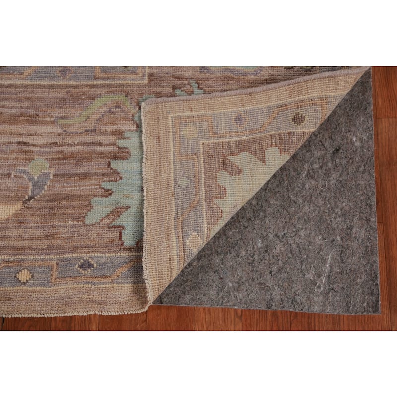 Hand Knotted Oriental 100% Wool Carpet Transitional All-Over Brown Oushak Area Rug - 10' 6'' X 8' 0''