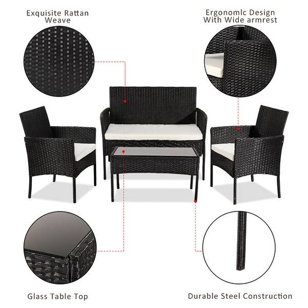 Shop 4 Piece Outdoor Patio Pe Wicker Rattan Furniture Rattan Sofa Set On Sale Overstock 31415149