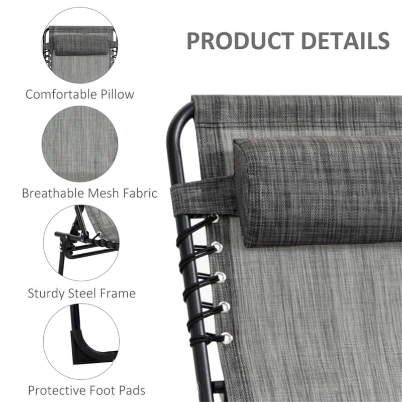 Foldable Sun Lounger with Adjustable Recline and Steel Frame Mesh Fabric for Outdoor Patio Poolside and Beach