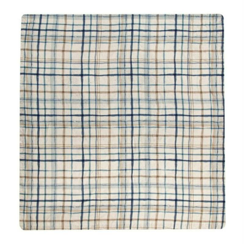 Checkered Rectangular Tablecloth - 50" x 51" - Blue and Brown