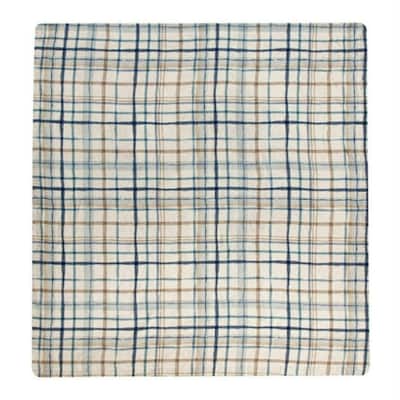 Checkered Rectangular Tablecloth - 50" x 51" - Blue and Brown