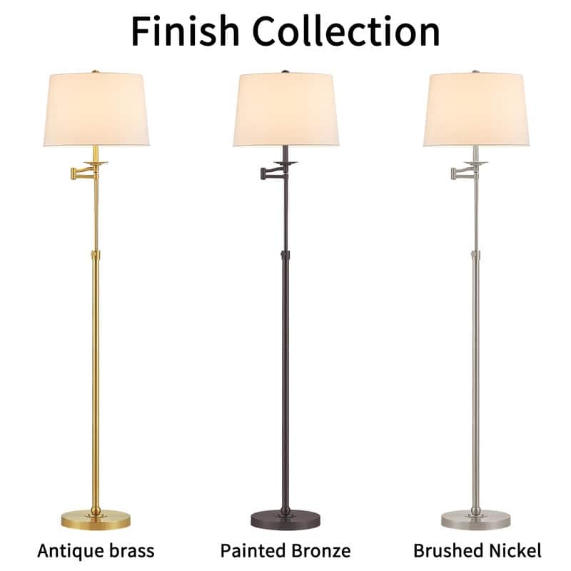 KAWOTI 64.5" Adjustable Height Swing Arm Floor Lamp with Shade