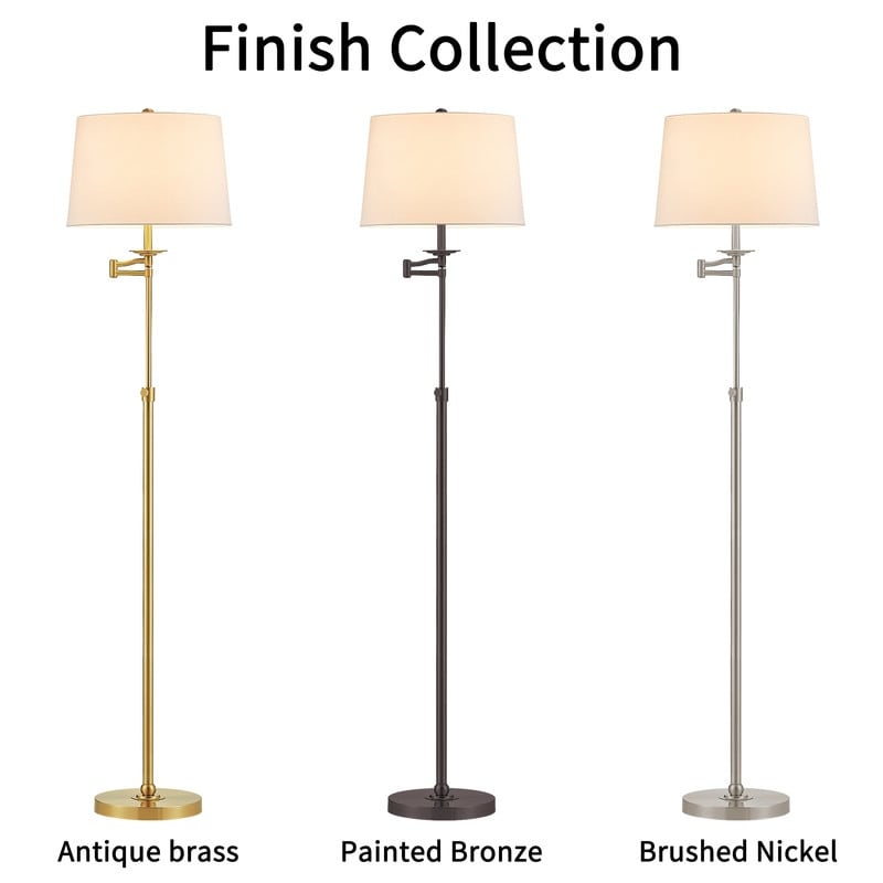 KAWOTI 64.5" Adjustable Height Swing Arm Floor Lamp with Shade