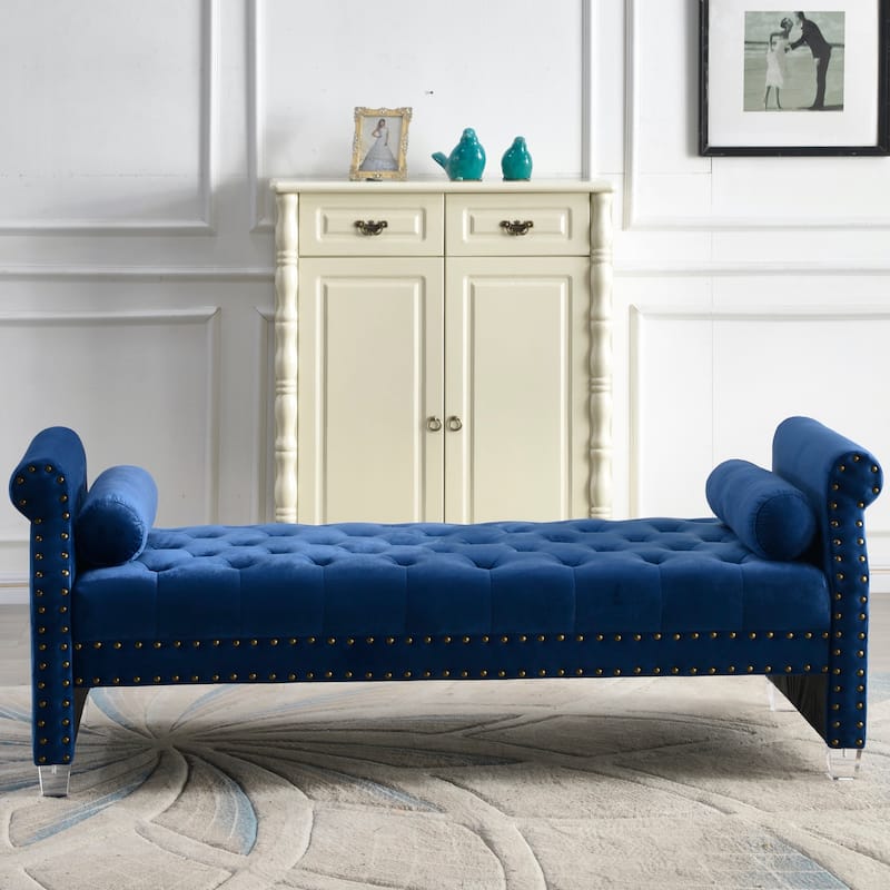 Bella Tufted Upholstered Bench - blue