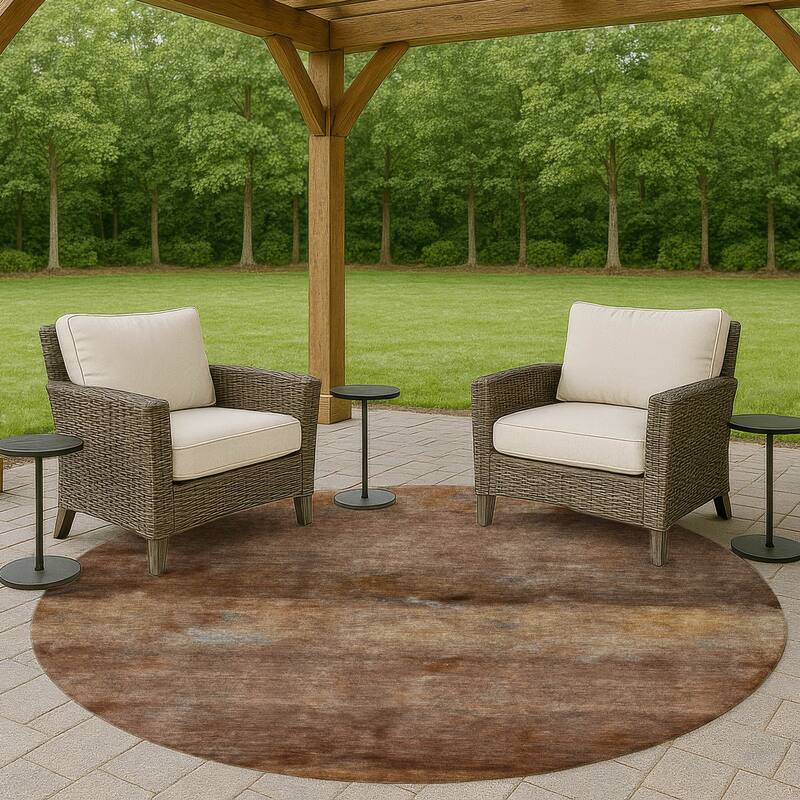 Machine Washable Indoor/ Outdoor Contemporary Ombre Chantille Rug - Paprika - 8' x 8'