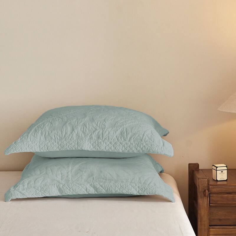 2 Pcs Cotton Embroidered Quilted Euro Shams 26"x26"