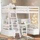 preview thumbnail 1 of 11, Twin Loft Bed with Storage Shelves, Desk, and Drawers in White White