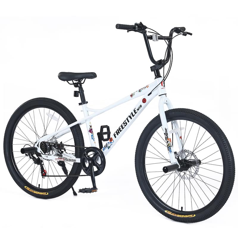 Freestyle Kids Bike Double Disc Brakes 26 Inch - White