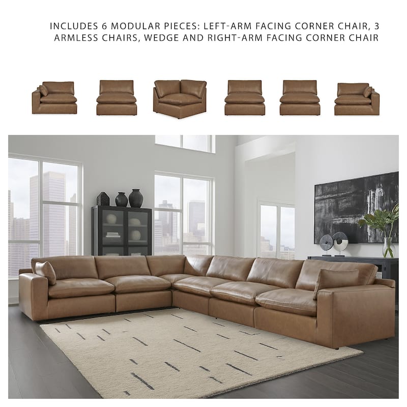 Signature Design by Ashley Emilia Medium Brown 6-Piece Sectional - 170"W x 130"D x 36"H