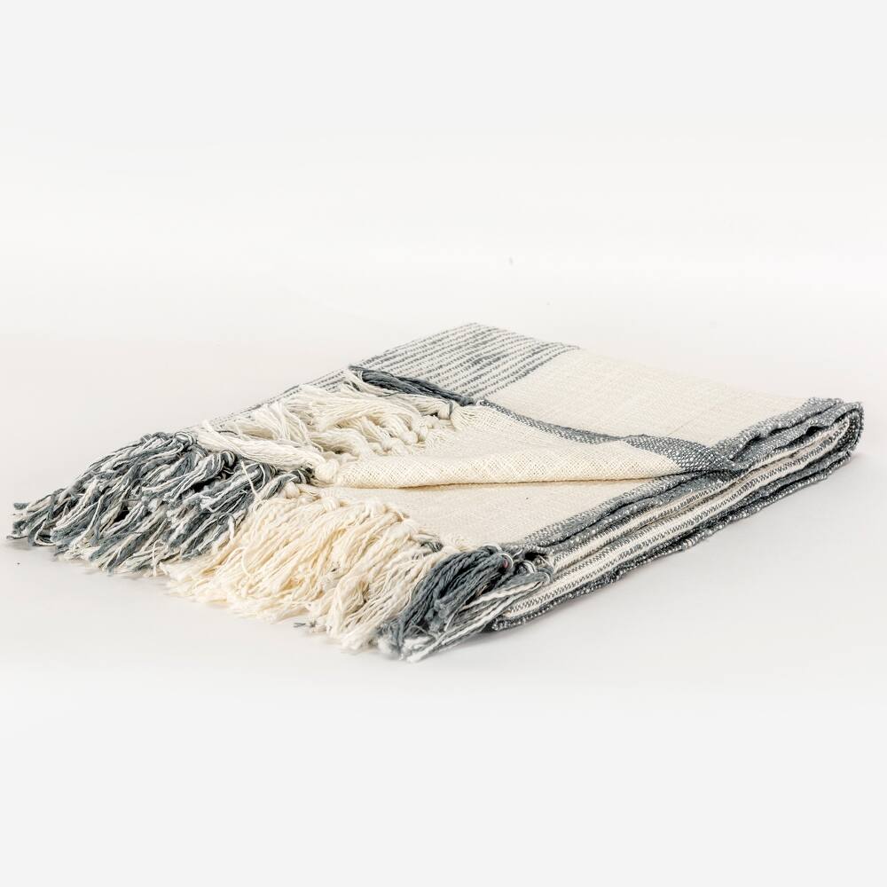 Rizzy Home Boho Stripe Woven Textured Cotton Throw