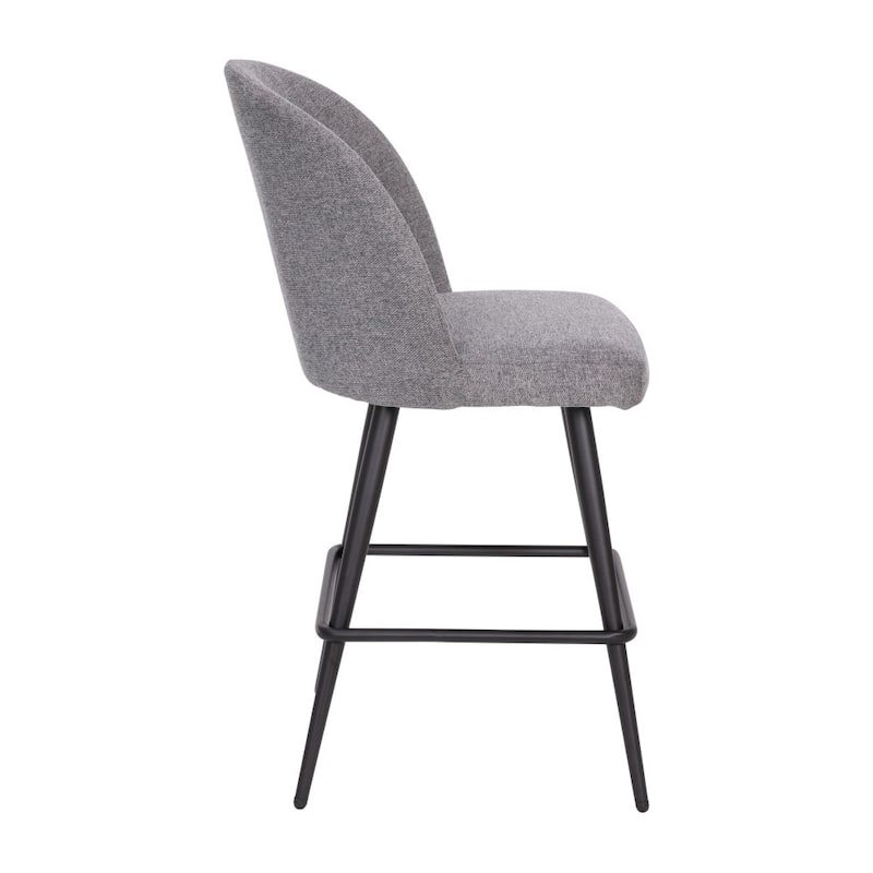 Set of 2 Upholstered Counter Stools with Steel Frames