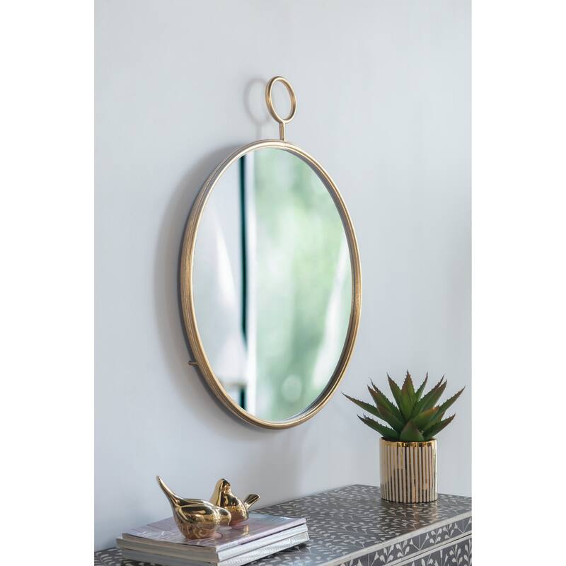 26" x 32" Circle Wall Mirror with Gold Metal Frame, Accent Mirror for Living Room, Entryway, Office
