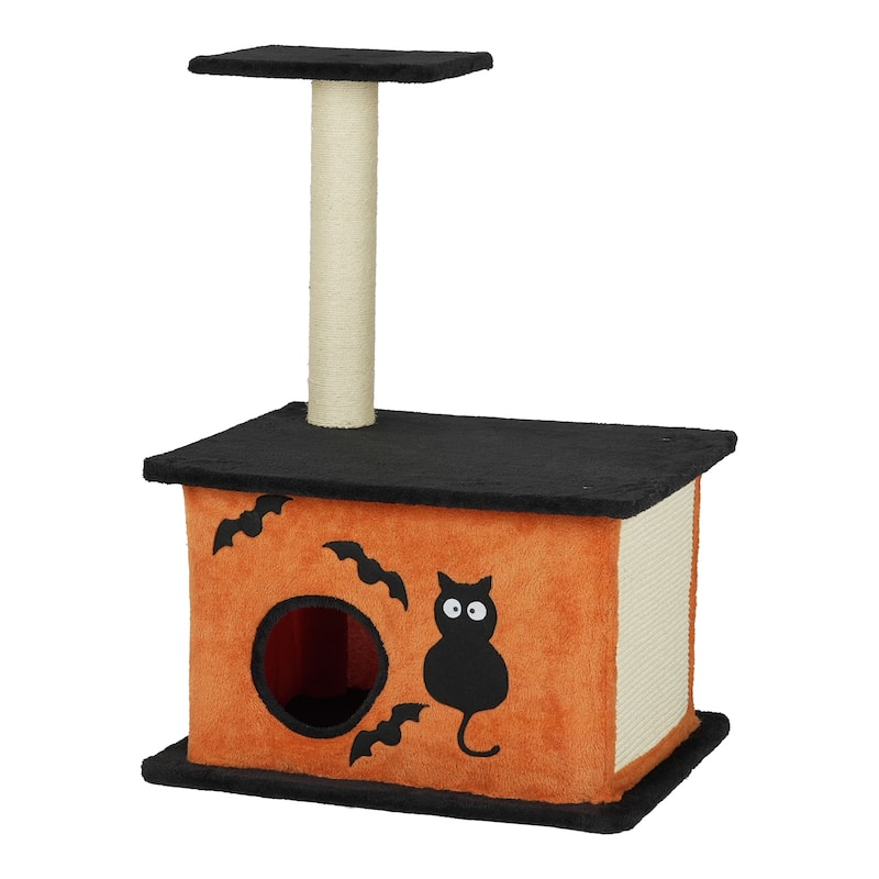 33" Halloween Cat Tree with Condo, Platform & Sisal Scratching Post - 20.1 x 19.7 x 33.1 In
