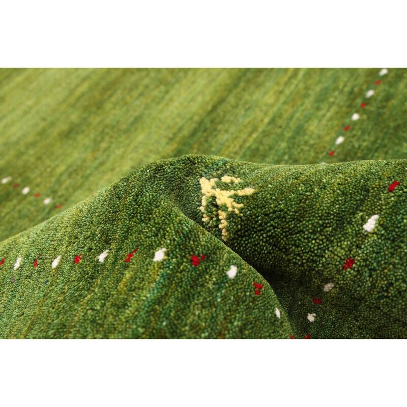 ECARPETGALLERY Hand Loomed Kashkuli Gabbeh Green Wool Rug - 4'11 x 7'9