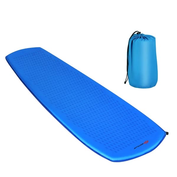 slide 2 of 6, Inflatable Sleeping Pad Self Inflating Camping Mattress w/Carrying Bag Blue
