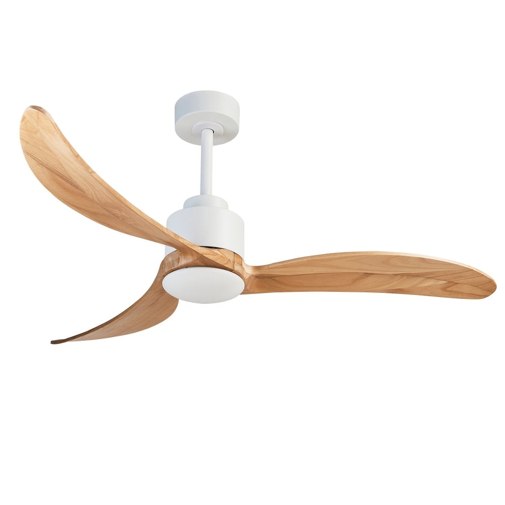 Sofucor 52 inch Ceiling Fan with Light and Remote,Solid Wood Blades,Dimmable,Noiseless,for Bedroom Living Room Gazebo Patio