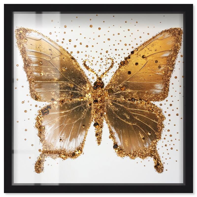 Lemon Glow Wings Shadowbox by Art Remedy - Black - 30" x 30"